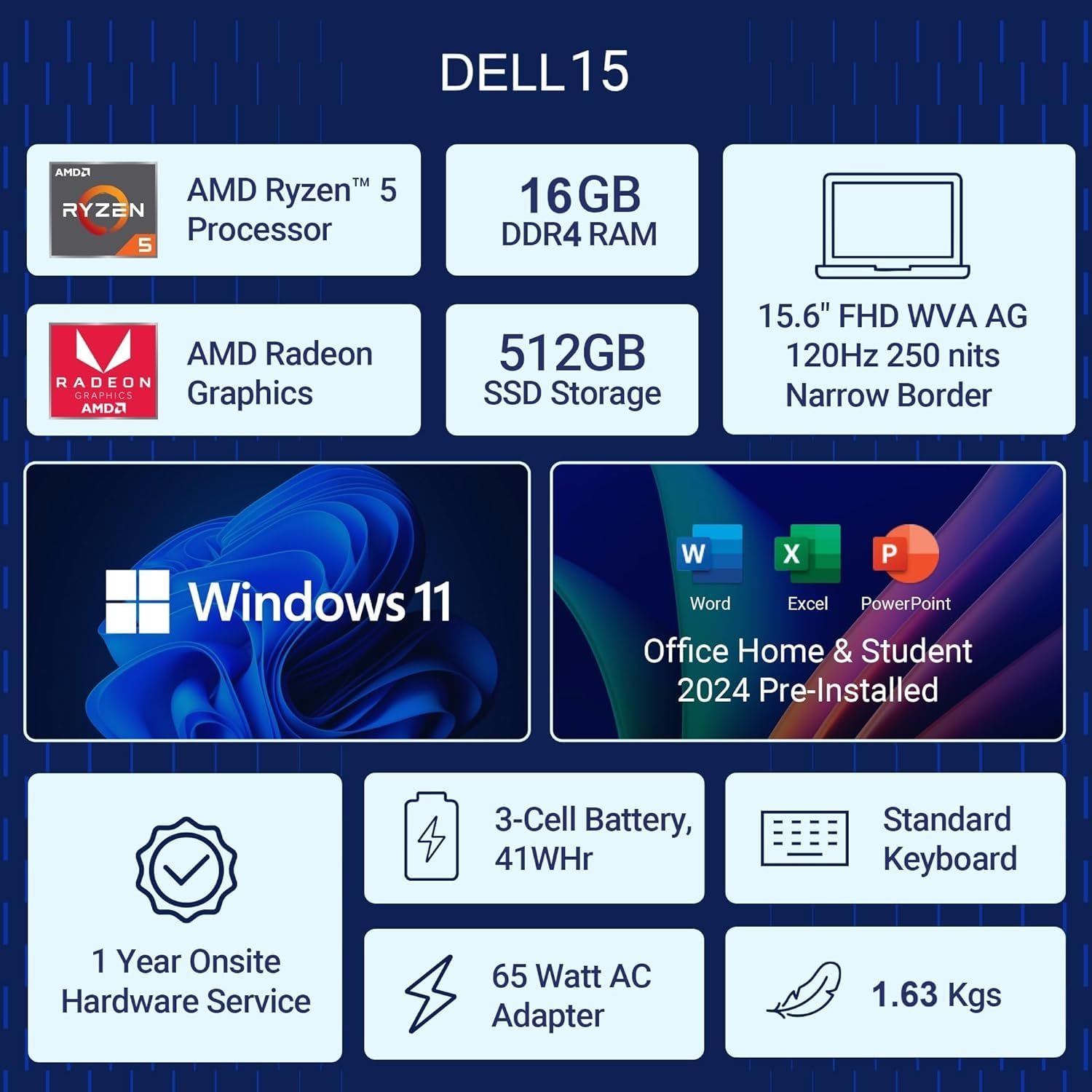 Dell 15 Ryzen 5-7530U Laptop 16GB RAM 512GB SSD - Image 6