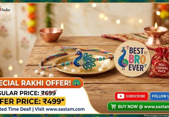 eCraftIndia Peacock Rakhi & "Best Bro Ever" Magnet Combo